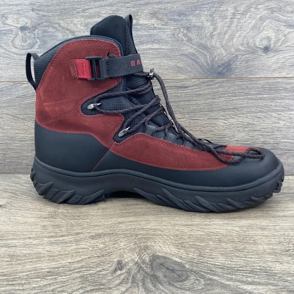 Oakley Meridian Terrain Hiking Boots Mens 13 Red Black Suede Vibram FOF100582